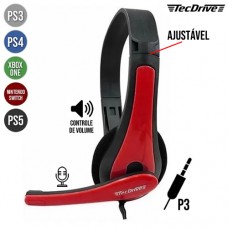 Headset Gamer P3 Multiplataforma Drivers 40mm com Microfone TecDrive F-7 - Vermelho